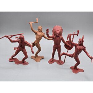 Vintage Marx Native American‎ Indian Figures 6" 1964 LOT OF 4
